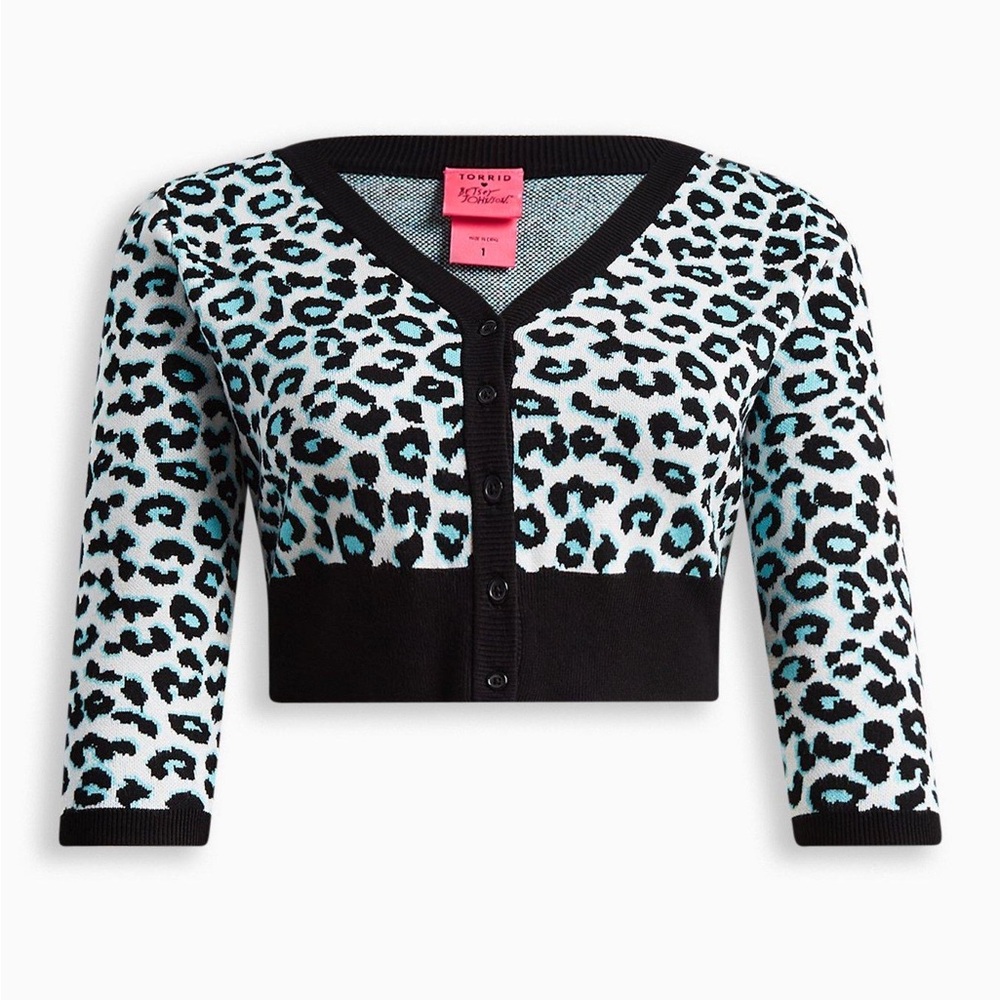 Trendy Leopard Print Sweater - Black and Blue